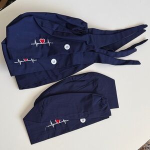Navy blue scrub caps